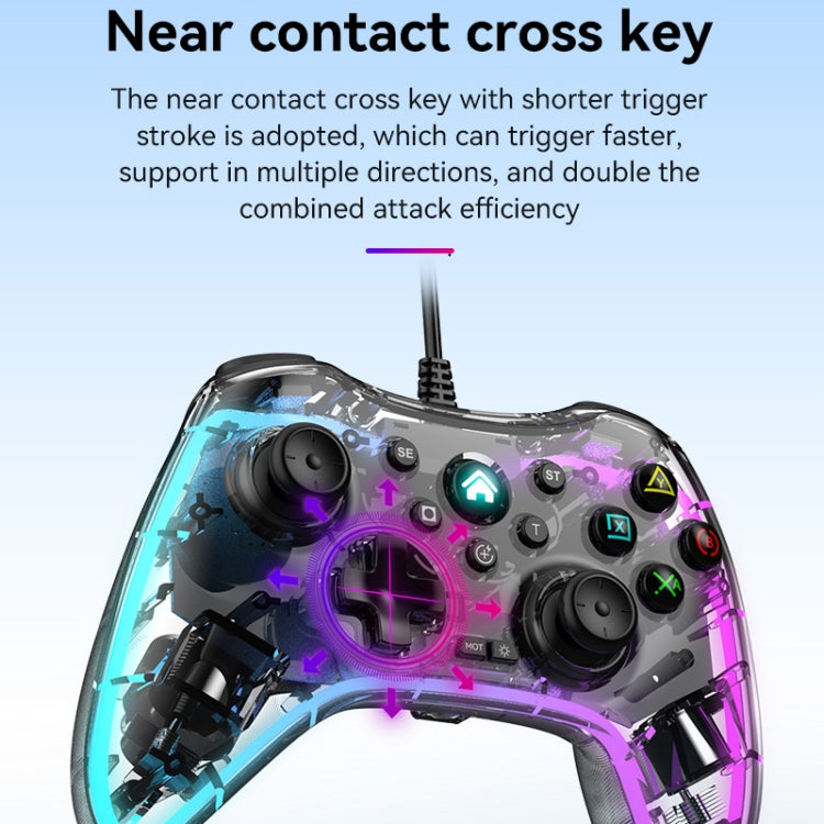 Mando con cable transparente S03 Glare para Nintendo Switch/Sony PS/ordenador