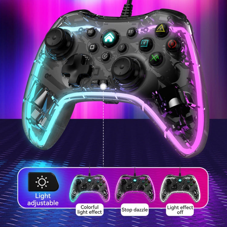 Mando con cable transparente S03 Glare para Nintendo Switch/Sony PS/ordenador