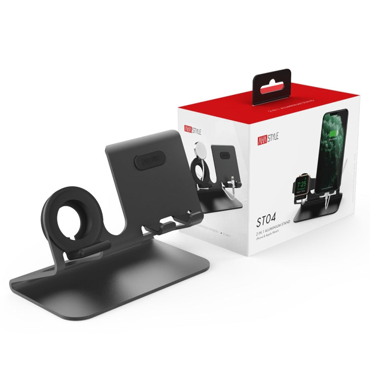 Base de carga de aleación de aluminio AhaStyle ST04, para teléfonos inteligentes de 4-8 pulgadas y serie Apple Watch, ST04 (Black), ST04 (Rose Gold), ST04 (Silver)