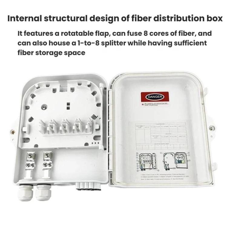 Caja divisora de fibra óptica de 8 núcleos para exteriores, ABS, para montaje en pared en interiores/exteriores, caja de fibra óptica.
