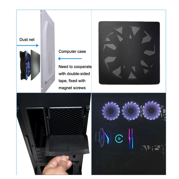 Cubierta de filtro de ventilador industrial de computadora de escritorio de red de polvo de ventilador de refrigeración de PVC, 10pcs 12cm With Magnetic Suction, 10pcs 14cm With Magnetic Suction, 10pcs 12x24cm With Magnetic Suction                     ...