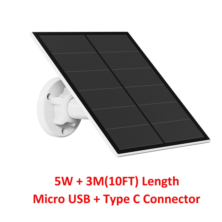 Soporte de panel solar para cámara exterior de silicio monocristalino de 5W Interfaz USB y tipo-C/USB-C
