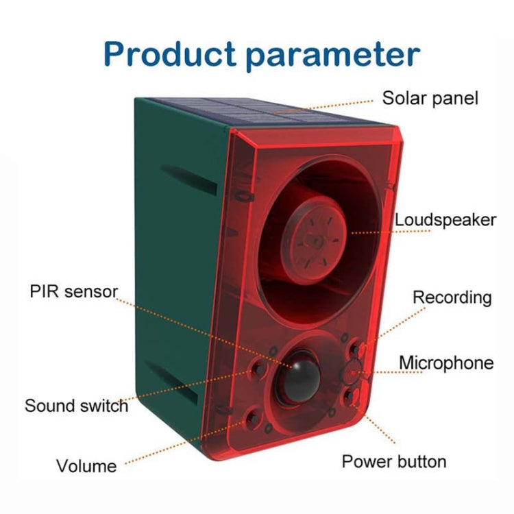 N911N Alarma solar Sensor infrarrojo Sonido y luz Explosión Luz de advertencia Repelente de animales, N911N