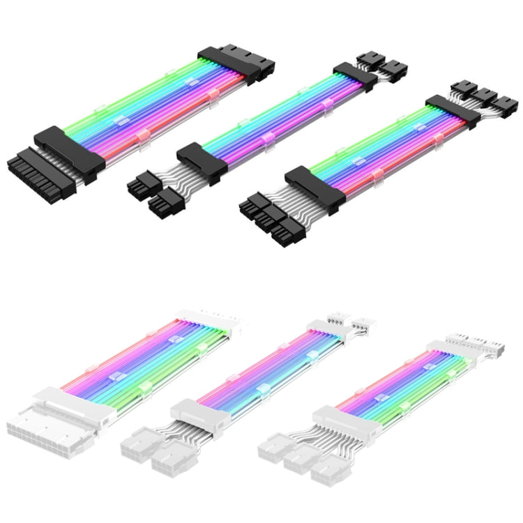 Línea de color de neón ARGB de 5V, 24pin Motherboard Power Supply Light Wire Black, Double 8pin Graphics Card Power Supply Wire Black, 3x8pin Graphics Card Power Supply Wire Black, 24pin Motherboard Power Supply Light Wire White                        ...