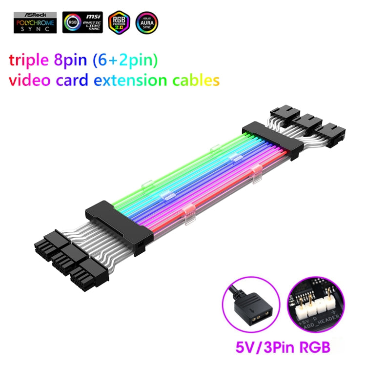 Línea de color de neón ARGB de 5V, 24pin Motherboard Power Supply Light Wire Black, Double 8pin Graphics Card Power Supply Wire Black, 3x8pin Graphics Card Power Supply Wire Black, 24pin Motherboard Power Supply Light Wire White                        ...