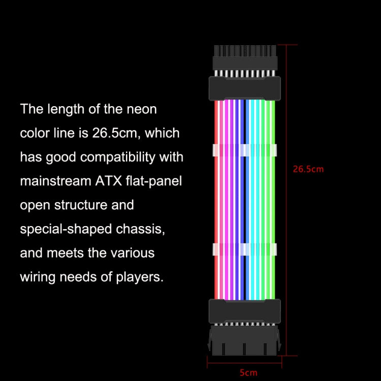 Línea de color de neón ARGB de 5V, 24pin Motherboard Power Supply Light Wire Black, Double 8pin Graphics Card Power Supply Wire Black, 3x8pin Graphics Card Power Supply Wire Black, 24pin Motherboard Power Supply Light Wire White                        ...