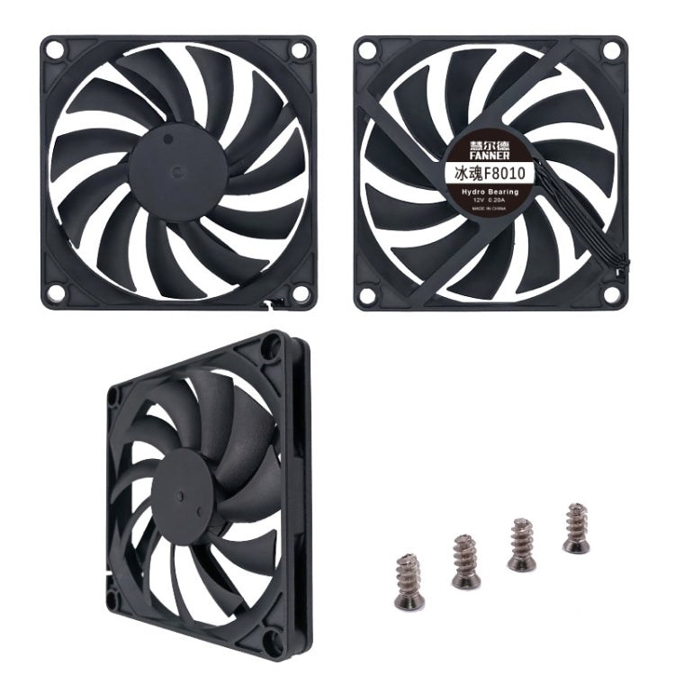 FANNER Ice Soul F8010 Ventilador de chasis ultrafino PWM de 4 pines Ajuste de velocidad inteligente Refrigeración silenciosa Disipación de calor, F8010