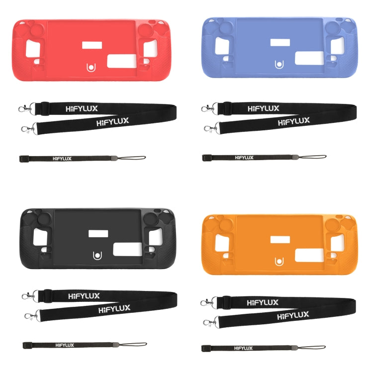 Para Steam Deck Hifylux ST-PF14 consola de juegos funda de silicona antiarañazos antideslizante funda de mano cordón, Silicone Case Black, Silicone Case Blue, Silicone Case Red, Silicone Case Orange