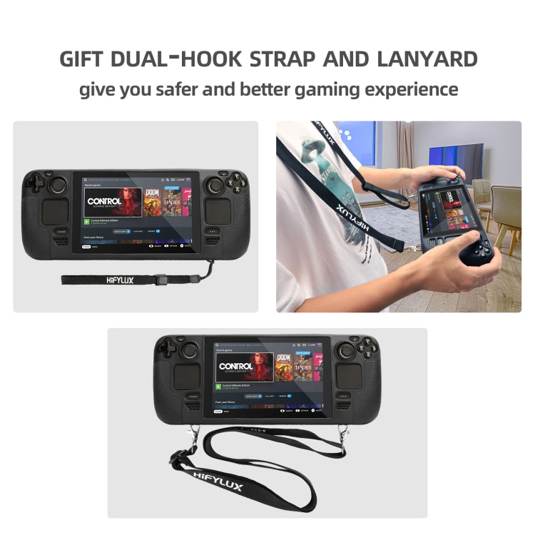 Para Steam Deck Hifylux ST-PF14 consola de juegos funda de silicona antiarañazos antideslizante funda de mano cordón, Silicone Case Black, Silicone Case Blue, Silicone Case Red, Silicone Case Orange