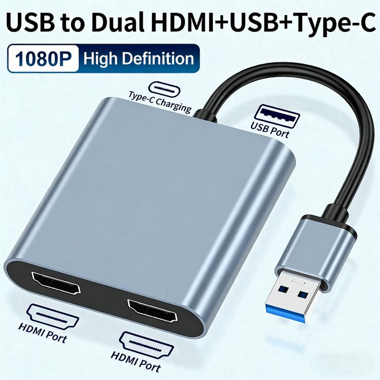 USB 3.0 a doble HDMI Convertidor de alta definición 4K USB Misma pantalla Extensor, USB 3.0 To Dual HDMI