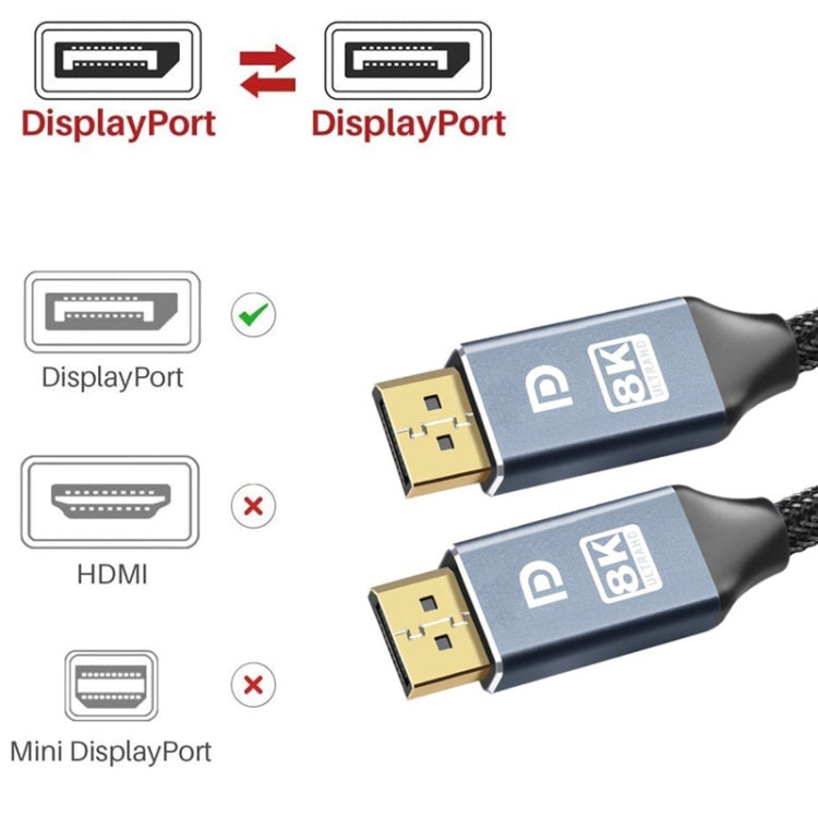 1.4 Versión Cable DP Interfaz chapada en oro 8K Pantalla de alta definición Cable de computadora, 1m, 1.5m, 2m, 3m, 5m, 10m