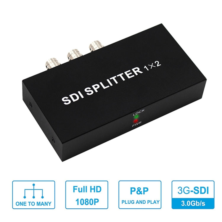 1 entrada 2 salidas SD-SDI / HD-SDI / 3G-SDI Amplificador de distribución Video SDI Splitter, 1 In 2 Out
