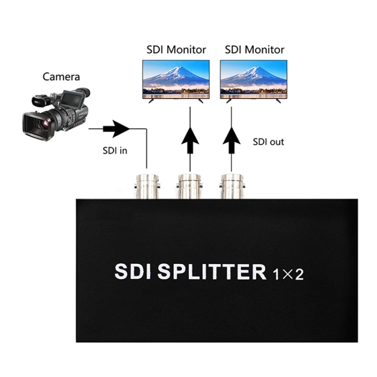 1 entrada 2 salidas SD-SDI / HD-SDI / 3G-SDI Amplificador de distribución Video SDI Splitter, 1 In 2 Out