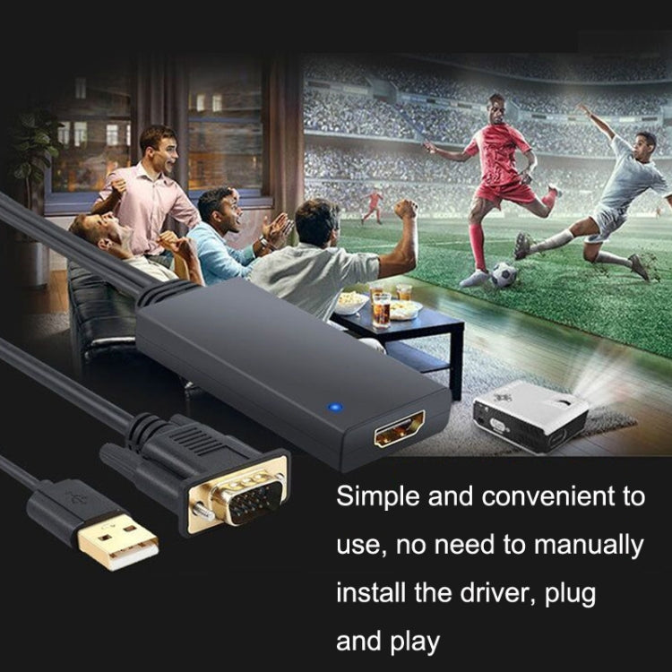HD55Y VGA a HDMI Cable adaptador VGA + USB a HD 1080P Convertidor con fuente de alimentación, VGA+USB To HDMI