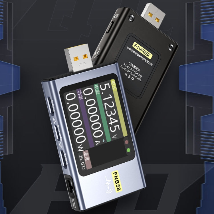 FNIRSI FNB58 Amperímetro de voltaje USB TYPE-C Probador de potencia de carga rápida, Bluetooth, Without Bluetooth
