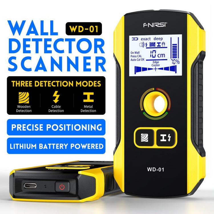 FNIRSI WD-01 Detector de metales de alambre de pared de carga multifuncional Escáner de línea oscura, WD-01