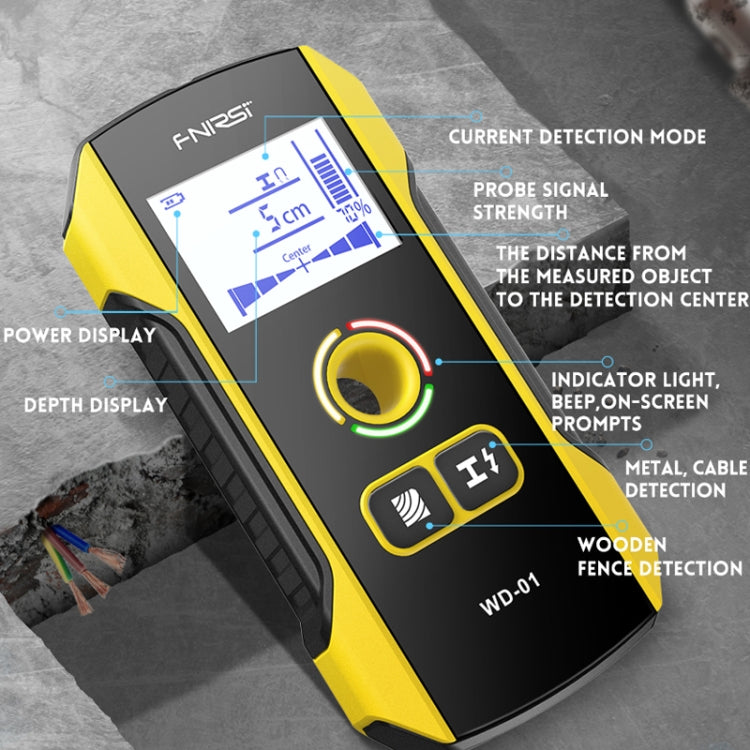 FNIRSI WD-01 Detector de metales de alambre de pared de carga multifuncional Escáner de línea oscura, WD-01