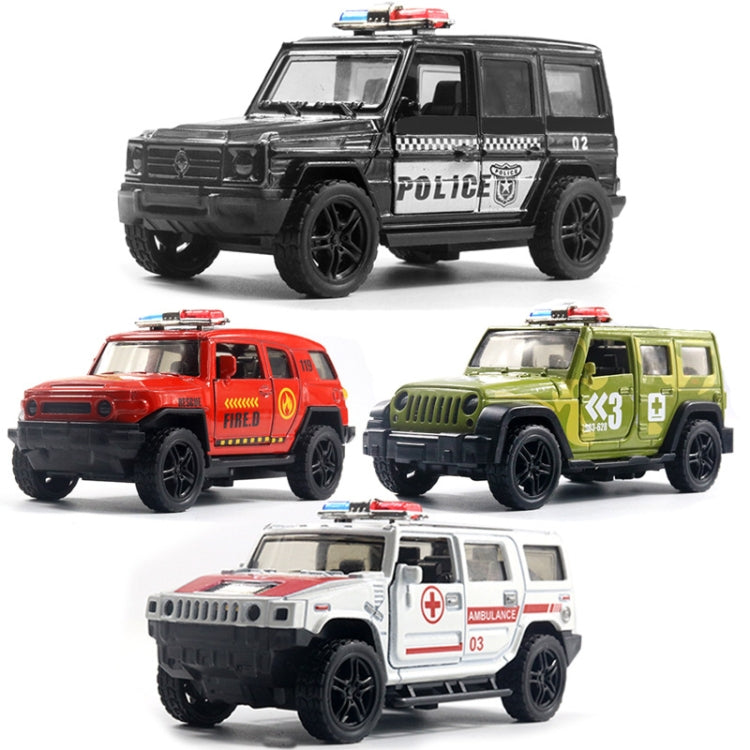 Coche de policía todoterreno 1:36, modelo de ambulancia, coche de juguete para niño con sonido y luz, Police Car, Ambulance Car, fire truck, Army