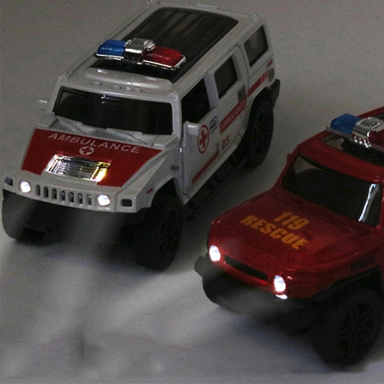 Coche de policía todoterreno 1:36, modelo de ambulancia, coche de juguete para niño con sonido y luz, Police Car, Ambulance Car, fire truck, Army