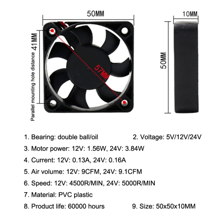 Ventilador de refrigeración CC silencioso de 5 cm, 3pcs XIN RUI FENG 5V Oil Bearing, 3pcs XIN RUI FENG 12V Oil Bearing, 3pcs XIN RUI FENG 24V Oil Bearing, 3pcs XIN RUI FENG 5V Ball Bearing, 3pcs XIN RUI FENG 12V Ball Bearing                            ...
