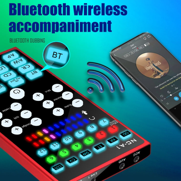 Tarjeta de sonido NC-A1 Bluetooth 5.0 12 tipos de efectos de sonido compatibles con monitoreo en tiempo real, NC-A1