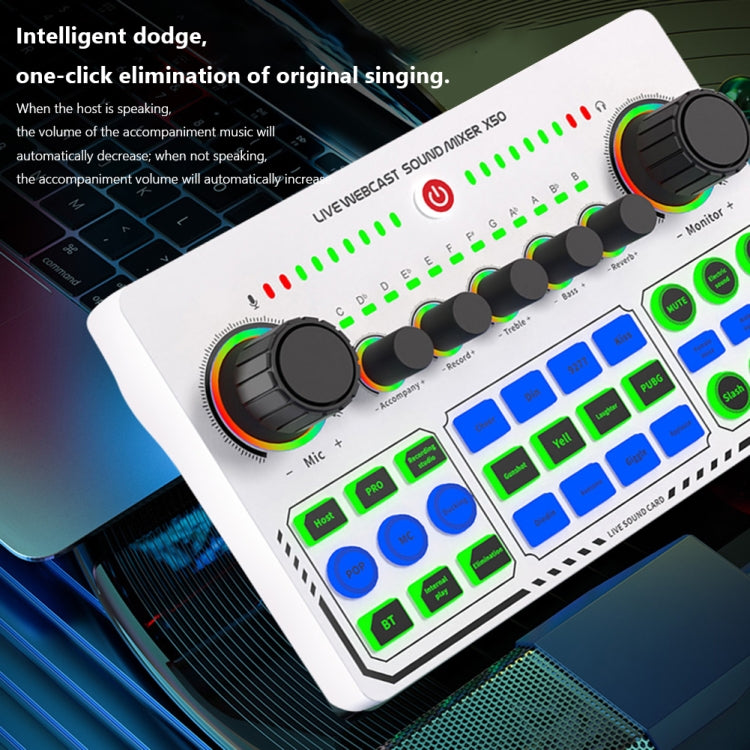 Tarjeta de sonido en vivo X50 Bluetooth RGB LED con interfaz de puerto OTG, X50