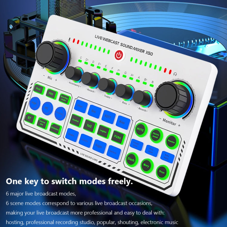 Tarjeta de sonido en vivo X50 Bluetooth RGB LED con interfaz de puerto OTG, X50