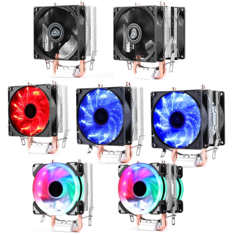Radiador de CPU de doble tubo de cobre para computadora de escritorio súper silencioso, 2 Tube Without Light 3-pin Single Fan, 2 Tube Without Light 3-pin Double Fan, 2 Tube Red Light 3-pin Single Fan, 2 Tube Blue Light 3-pin Single Fan                 ...