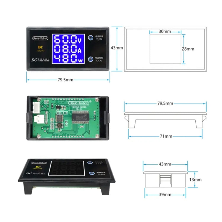 Medidor de potencia digital de 250 W Pantalla digital Voltímetro detector multifunción, 5A, 10A
