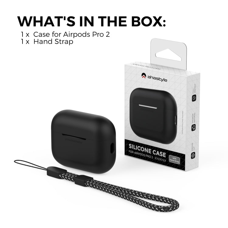 Para AirPods Pro 2 AhaStyle PT187 Funda protectora de silicona de una pieza con funda con cordón