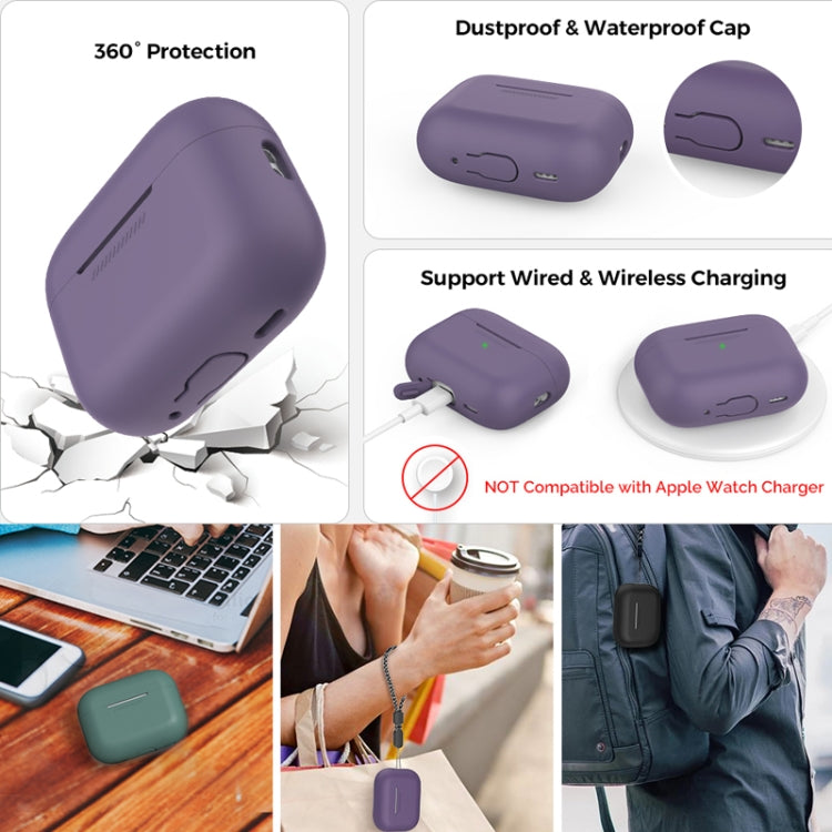 Para AirPods Pro 2 AhaStyle PT187 Funda protectora de silicona de una pieza con funda con cordón