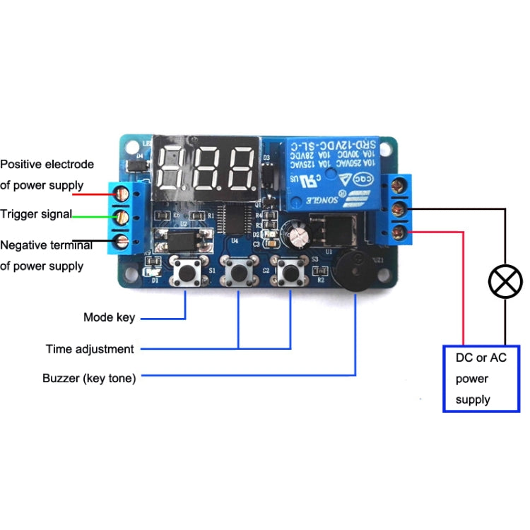 DK-C-01 Módulo de relé de retardo de circuito antirretroceso DC12V Módulo de controlador de retardo de sincronización, DC 12V