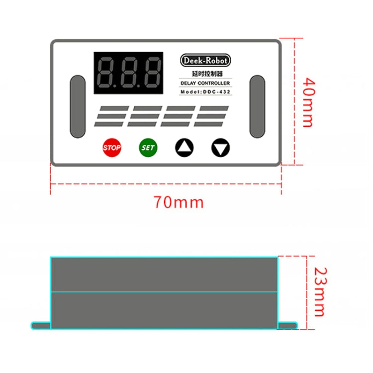Deek-Robot DDC-432 Interruptor de relé de retardo DC5V-30V Controlador de relé de tiempo de pantalla digital de tubo MOS dual, Time Relay Controller