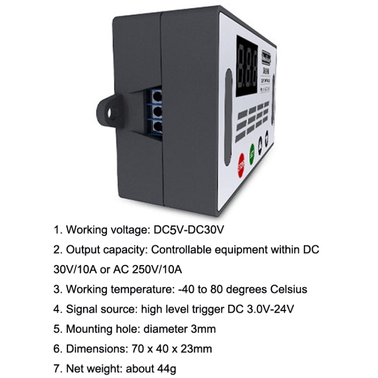 Deek-Robot DDC-432 Interruptor de relé de retardo DC5V-30V Controlador de relé de tiempo de pantalla digital de tubo MOS dual, Time Relay Controller