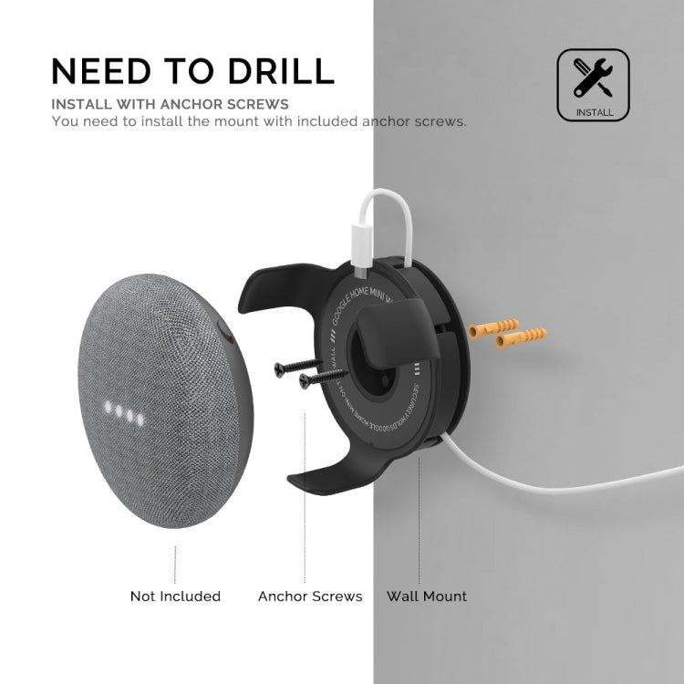 Soporte de pared AhaStyle PT62 Soporte de altavoz inteligente, For Google Home Mini Black, For Google Home Mini White, For Amazon Echo Dot 3 Black, For Amazon Echo Dot 3 White