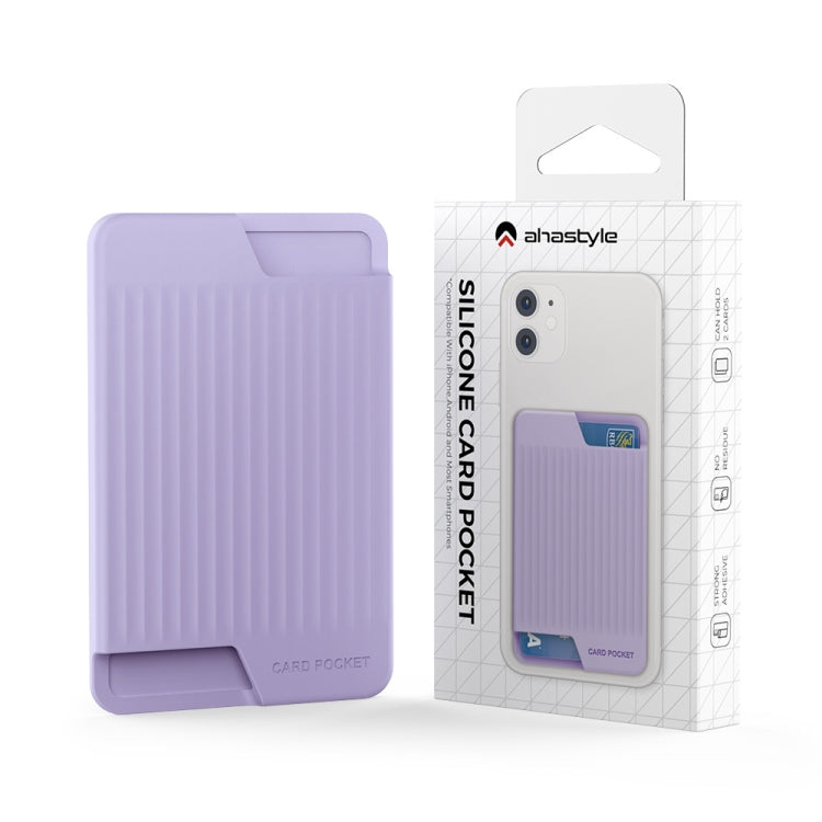 AhaStyle PT169 Funda de silicona para tarjeta trasera de teléfono móvil Tarjeta de autobús Tarjeta bancaria Organizador conveniente, PT169 (Pink), PT169 (Black), PT169 (Green), PT169 (Purple)