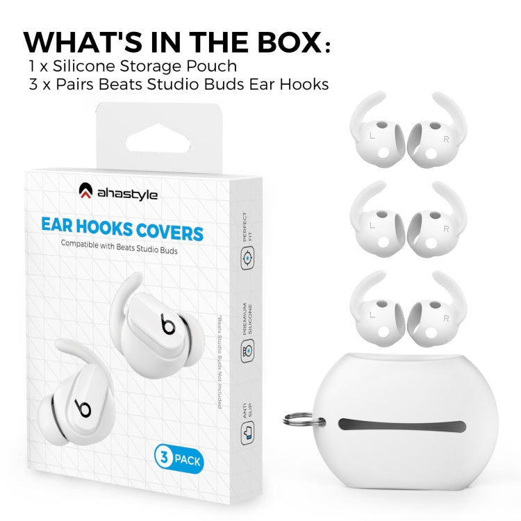 Para auriculares Beats Studio Buds AhaStyle PT172 de silicona, estilo:, Earcap x 3+Case (White), Earcap x 3+Case (Red), Earcap x 3+Case (Black), Earcap (White), Earcap (Black), Earcap (Red)