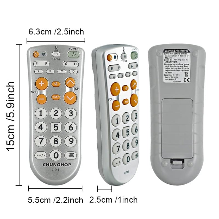 CHUNGHOP L108E Control remoto de TV universal de aprendizaje por infrarrojos