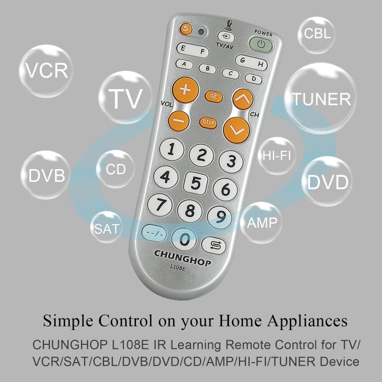 CHUNGHOP L108E Control remoto de TV universal de aprendizaje por infrarrojos
