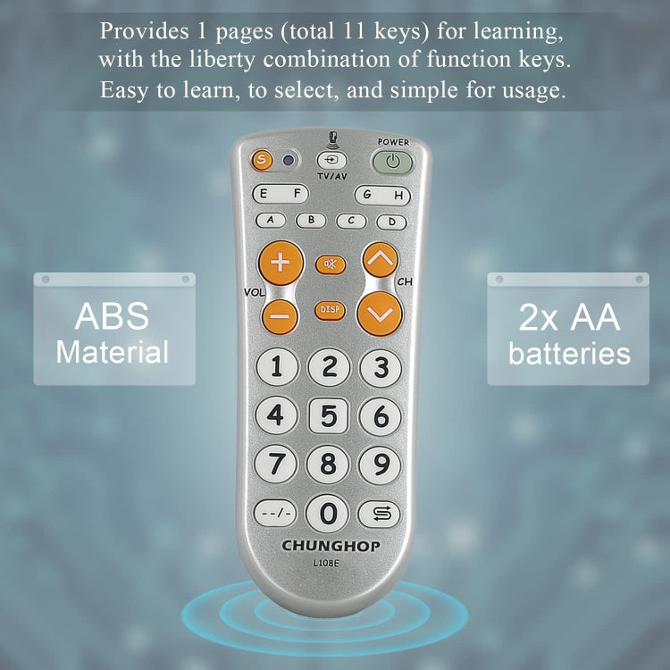 CHUNGHOP L108E Control remoto de TV universal de aprendizaje por infrarrojos