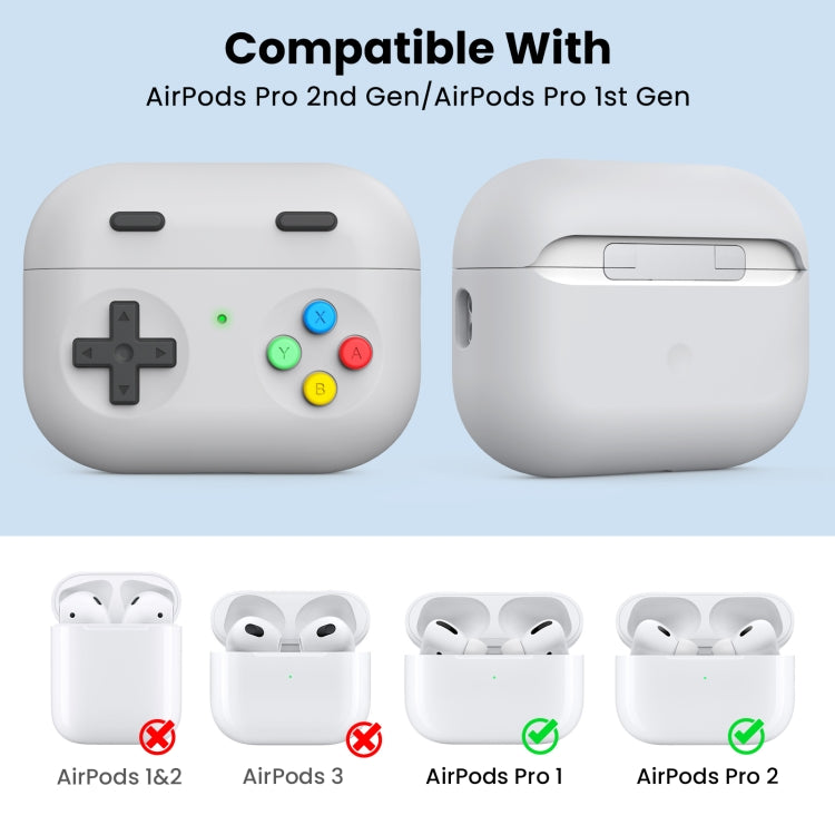 Para AirPods Pro 2 AhaStyle DD04 Funda protectora de silicona dividida para auriculares con dibujos animados, DD04(Blue), DD04(Green), DD04(White)