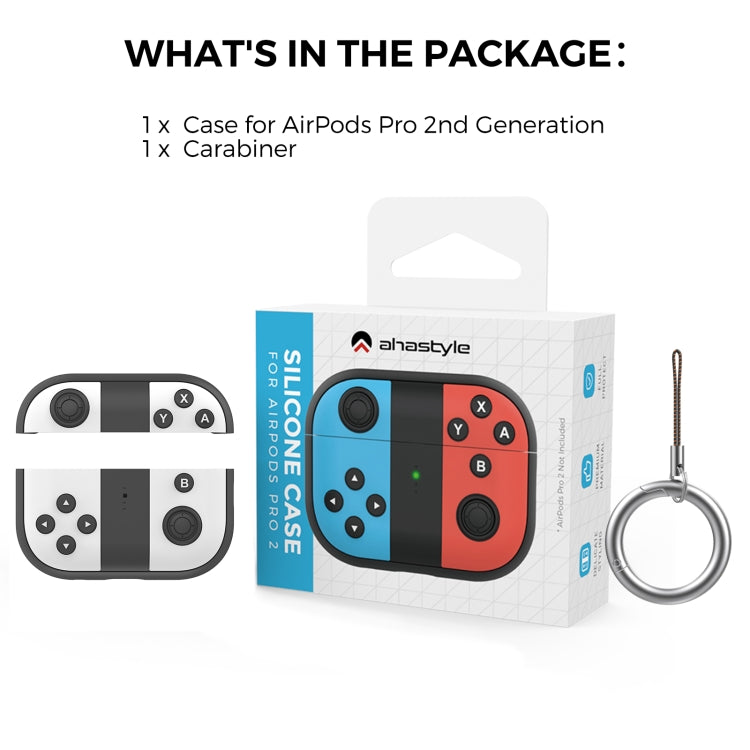 Para AirPods Pro 2 AhaStyle PT-JY08 Funda protectora de silicona dividida para auriculares con dibujos animados, JY08(Black And White), JY08(Blue And Red)