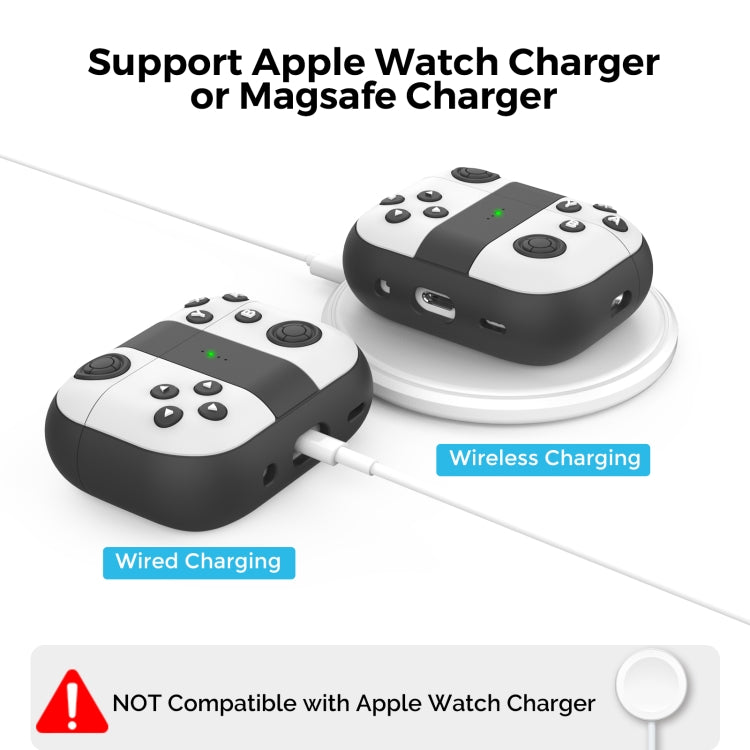 Para AirPods Pro 2 AhaStyle PT-JY08 Funda protectora de silicona dividida para auriculares con dibujos animados, JY08(Black And White), JY08(Blue And Red)