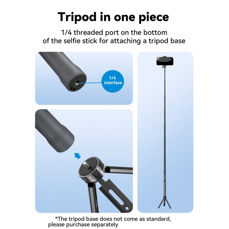 TELESIN 3M Fibra de carbono Selfie Stick Monopod con tornillo 1/4 para cámara de acción, 3m