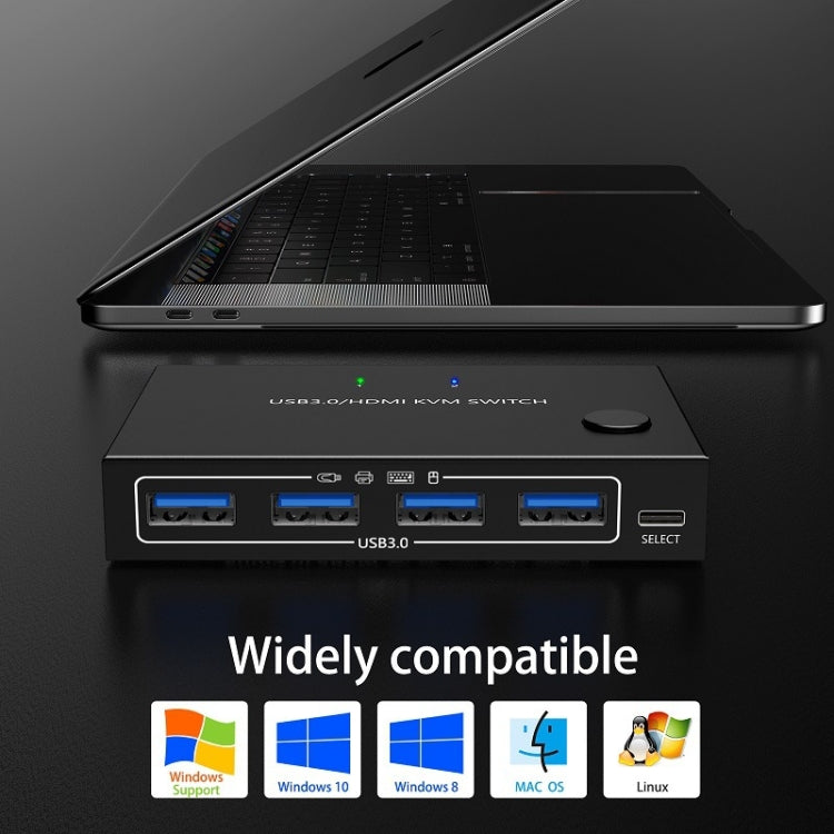 KC-KVM201A 2 en 1 salida 4K 60HZ HDMI KVM Switching USB3.0 Impresora en forma de computadora compartida Disco U, KC-KVM201A