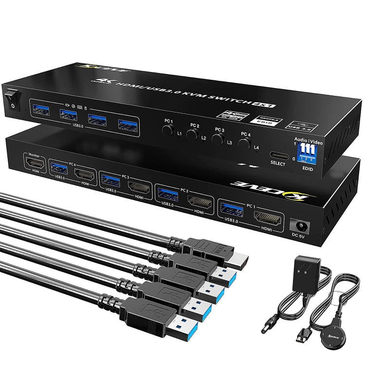 KVM401A 4 puertos USB 3.0 Dispositivo compartido HDMI KVM Switch HUB Convertidor compartido, KVM401A