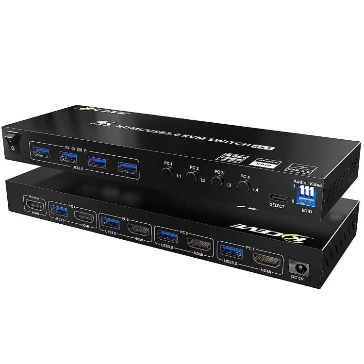 KVM401A 4 puertos USB 3.0 Dispositivo compartido HDMI KVM Switch HUB Convertidor compartido, KVM401A