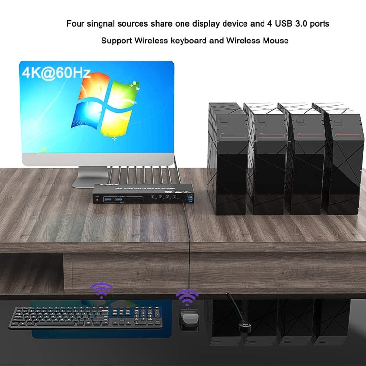 KVM401A 4 puertos USB 3.0 Dispositivo compartido HDMI KVM Switch HUB Convertidor compartido, KVM401A