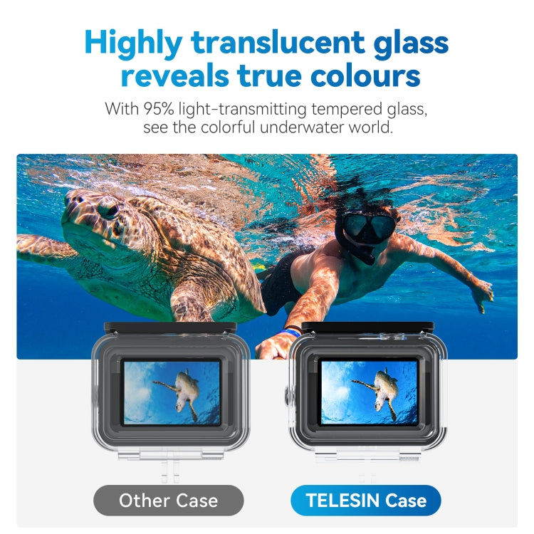 Para GoPro Hero11 Black / HERO10 Black / HERO9 Black TELESIN Estuche impermeable Escena completa Anti-vaho Carcasa de buceo subacuático, For GoPro Hero11 Black / HERO10 Black / HERO9 Black