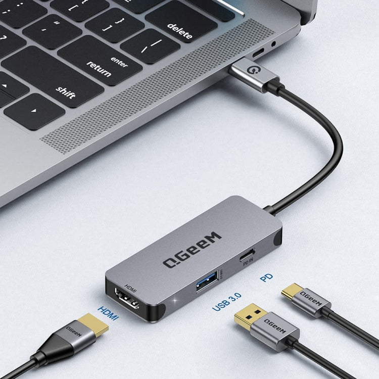 QGeeM UH03-1 USB3.0 estación de acoplamiento multifuncional tipo C PD100W HUB, UH03-1 (3 in 1)